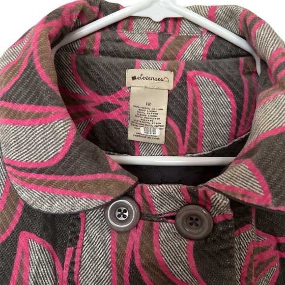 Elevenses Anthropologie Paisley Pink Grey Peacoat Sz 12 NWOT Winter Coat - Picture 4 of 9